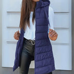 Rebecca  - Casual Sleeveless Hood Long Puffer Vest | By Julian & Claire Toronto