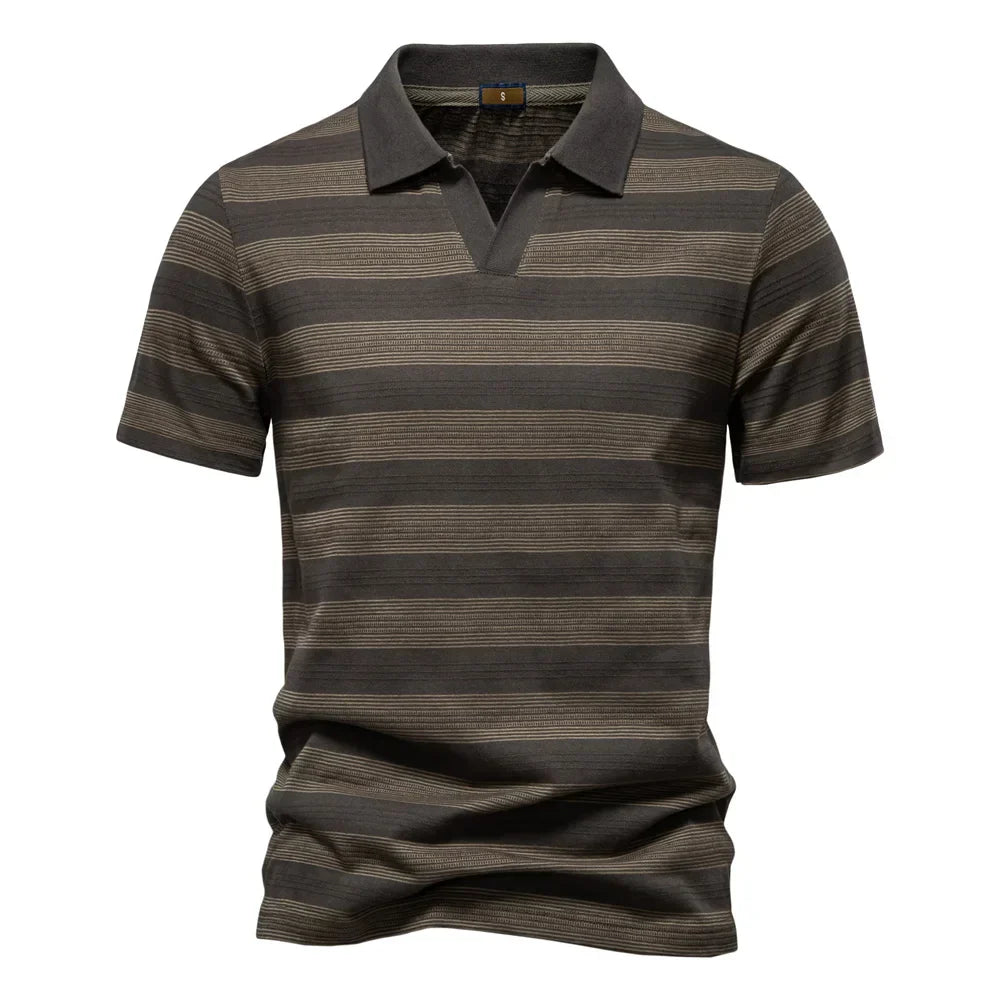 Warner -  Striped Short Sleeve Polo Shirt | By Julian & Claire Toronto
