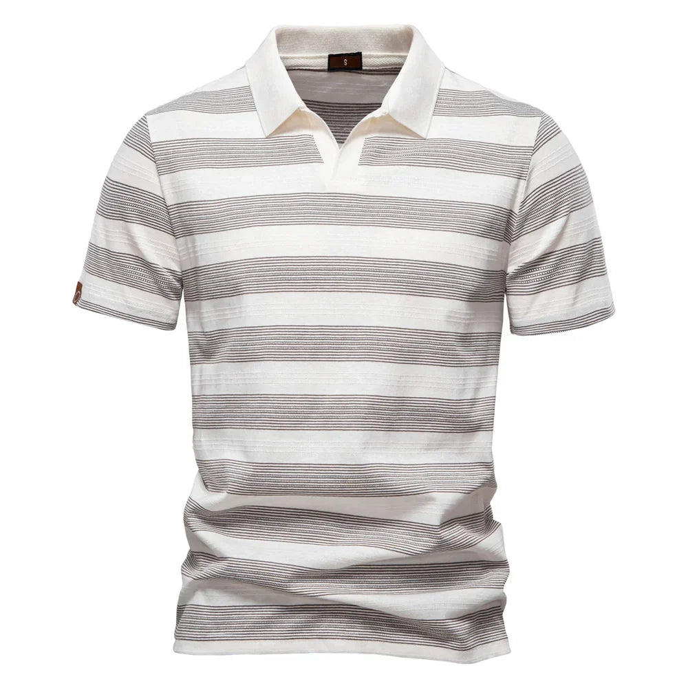 Warner -  Striped Short Sleeve Polo Shirt | By Julian & Claire Toronto