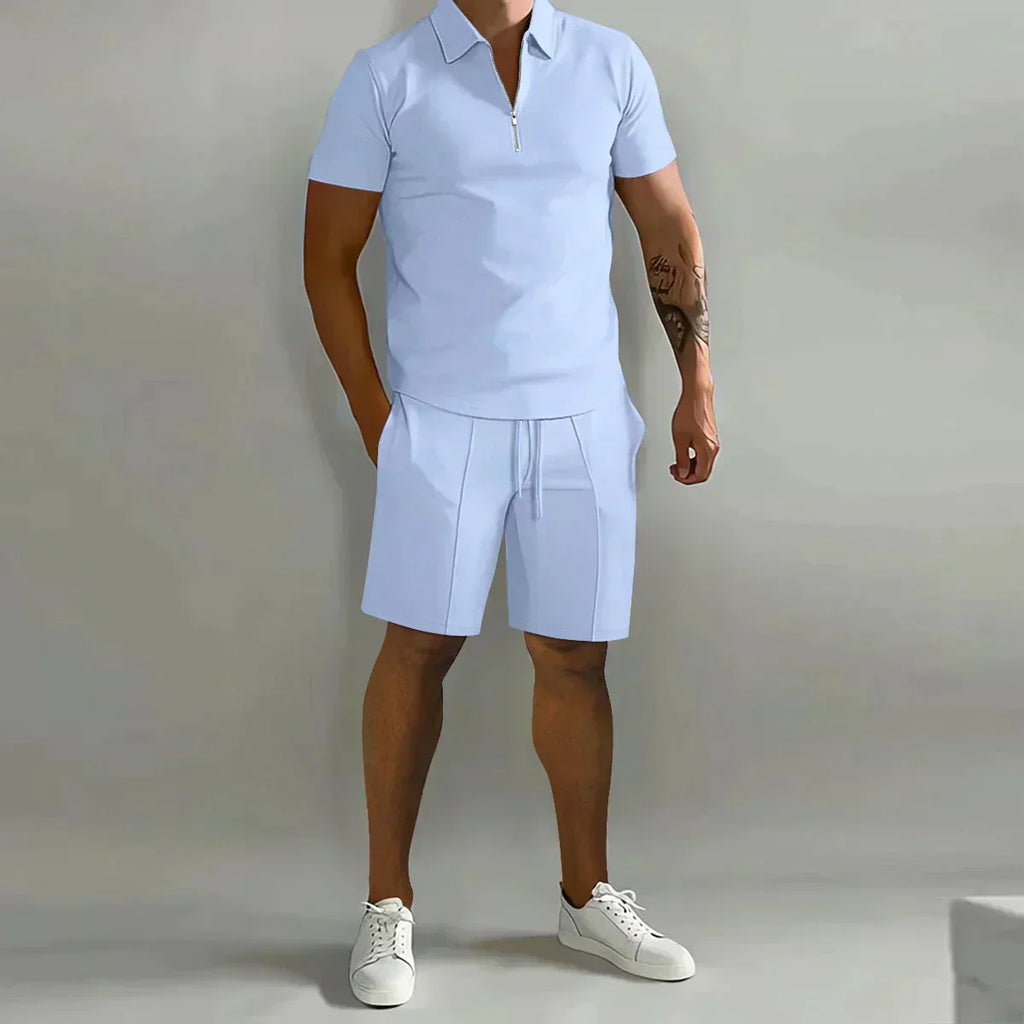 Larry - Casual Zip Polo Shirt & Shorts Matching Set | By Julian & Claire Toronto