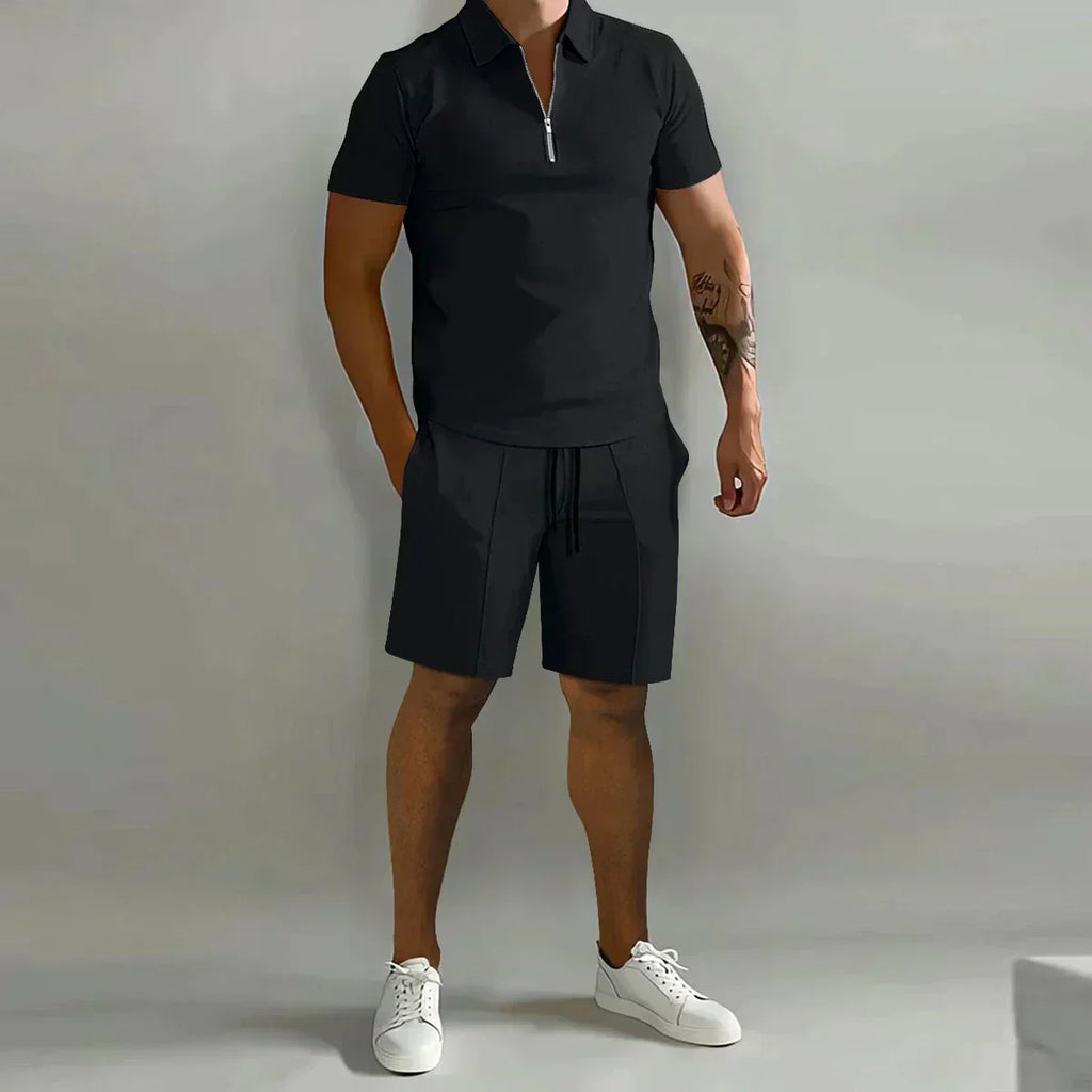 Larry - Casual Zip Polo Shirt & Shorts Matching Set | By Julian & Claire Toronto