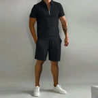 Larry - Casual Zip Polo Shirt & Shorts Matching Set | By Julian & Claire Toronto