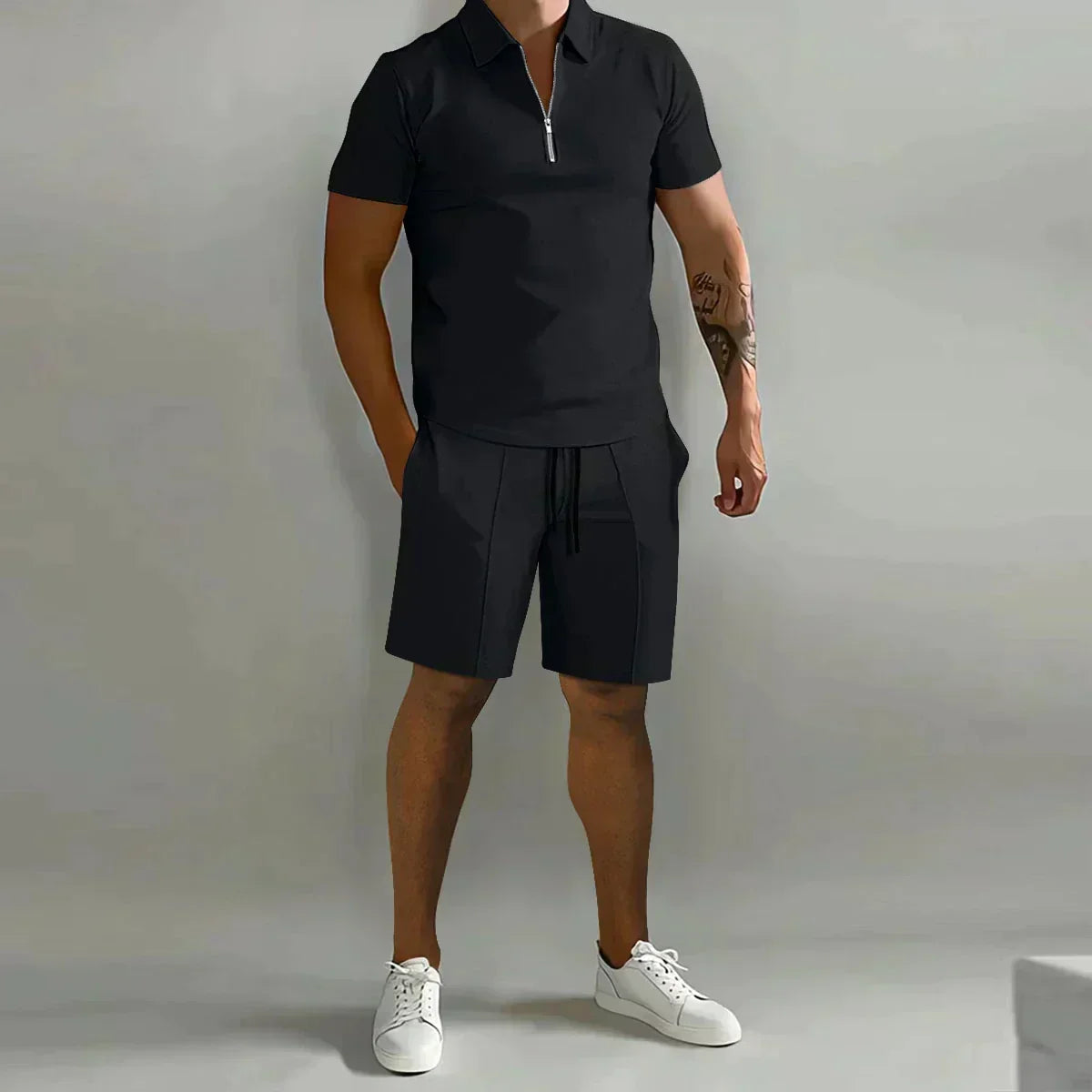 Larry - Casual Zip Polo Shirt & Shorts Matching Set | By Julian & Claire Toronto