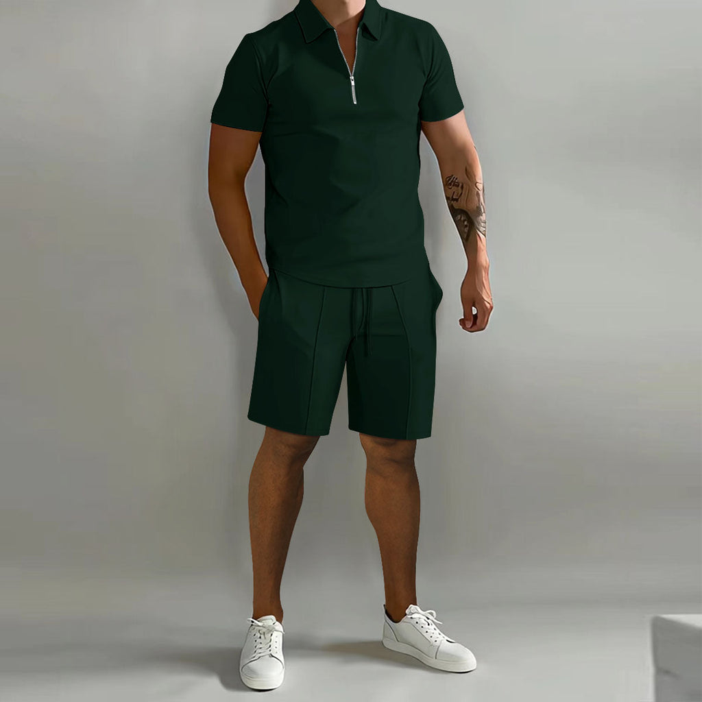 Larry - Casual Zip Polo Shirt & Shorts Matching Set | By Julian & Claire Toronto